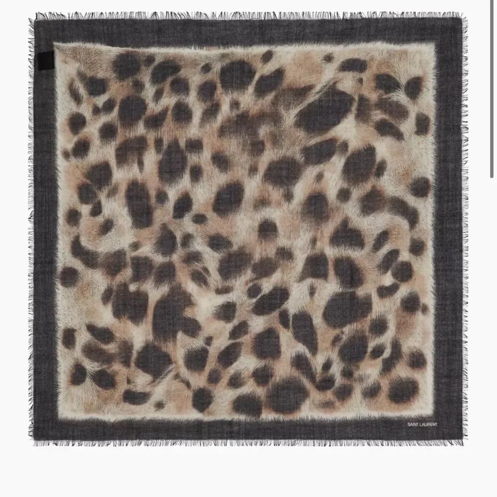 NWT Saint Laurent
Square Snow Leopard Bandana In Wool